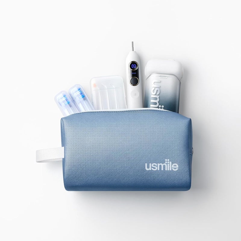 usmile Travel Case for Electric Toothbrush & Water Flosser – Water-Resistant PU Leather Hanging Toiletry Bag, Fits C10, Y10PRO, Y20PRO, Ideal for Travel, Gym & School(Blue) - Image 4
